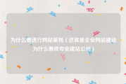 为什么要进行网站策划（这就是企业网站建设为什么要找专业建站公司）