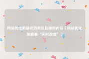 网站优化的最终效果包括哪些内容（网站优化策略要“实时改变”）