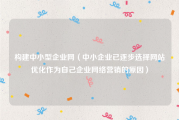 构建中小型企业网（中小企业已逐步选择网站优化作为自己企业网络营销的原因）