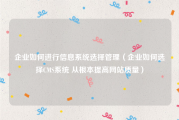 企业如何进行信息系统选择管理（企业如何选择CMS系统 从根本提高网站质量）