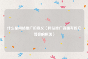 什么是网站推广的意义（网站推广者拥有独立博客的原因）