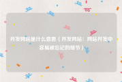 开发网站是什么意思（开发网站：网站开发中容易被忘记的细节）