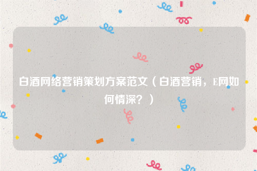 白酒网络营销策划方案范文（白酒营销，E网如何情深？）