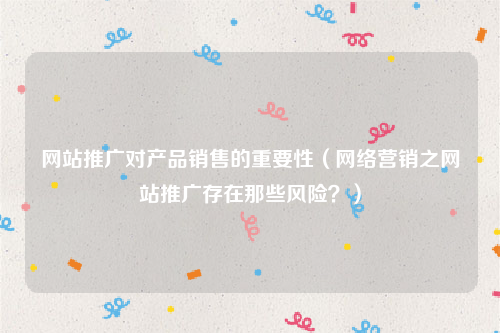 网站推广对产品销售的重要性（网络营销之网站推广存在那些风险？）