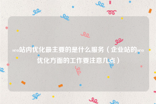 seo站内优化最主要的是什么服务（企业站的seo优化方面的工作要注意几点）