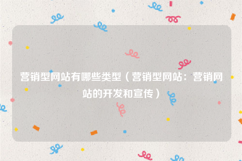 营销型网站有哪些类型（营销型网站：营销网站的开发和宣传）