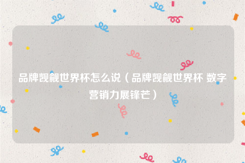 品牌觊觎世界杯怎么说（品牌觊觎世界杯 数字营销力展锋芒）