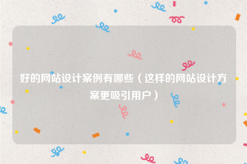 好的网站设计案例有哪些（这样的网站设计方案更吸引用户）
