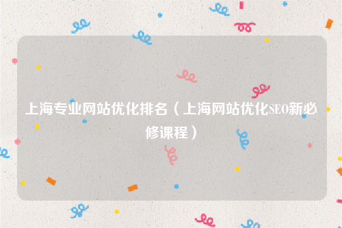 上海专业网站优化排名（上海网站优化SEO新必修课程）