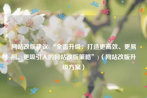 网站改版建议(“全面升级：打造更高效、更易用、更吸引人的网站改版策略”)（网站改版升级方案）