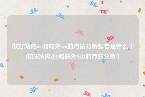做好站内seo和站外seo的方法分析报告是什么（做好站内SEO和站外SEO的方法分析）