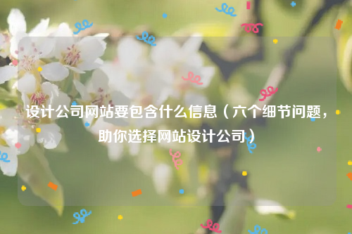 设计公司网站要包含什么信息（六个细节问题，助你选择网站设计公司）