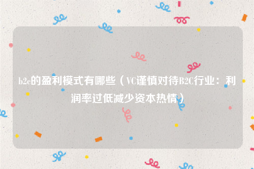 b2c的盈利模式有哪些（VC谨慎对待B2C行业：利润率过低减少资本热情）