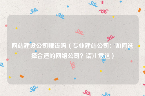 网站建设公司赚钱吗（专业建站公司：如何选择合适的网络公司？请注意这）
