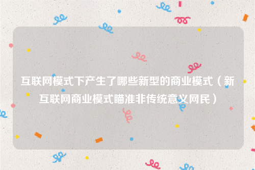 互联网模式下产生了哪些新型的商业模式（新互联网商业模式瞄准非传统意义网民）