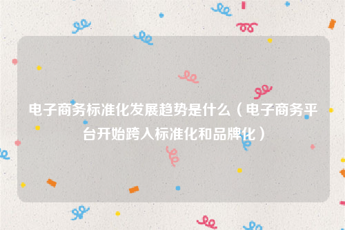 电子商务标准化发展趋势是什么（电子商务平台开始跨入标准化和品牌化）