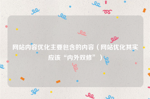 网站内容优化主要包含的内容（网站优化其实应该“内外双修”）