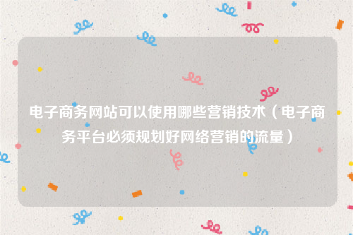 电子商务网站可以使用哪些营销技术（电子商务平台必须规划好网络营销的流量）