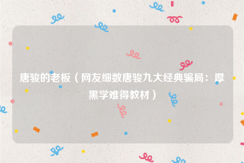 唐骏的老板（网友细数唐骏九大经典骗局：厚黑学难得教材）