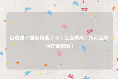百度是不是被和谐了呀（百度被黑：拷问互联网安全缺陷）