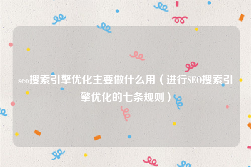 seo搜索引擎优化主要做什么用（进行SEO搜索引擎优化的七条规则）