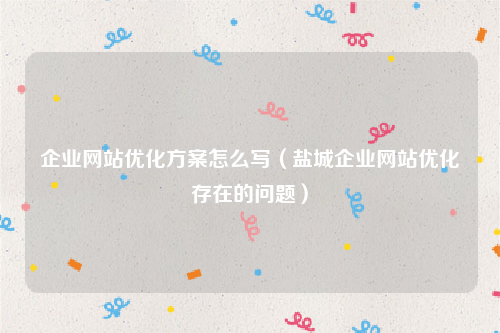 企业网站优化方案怎么写（盐城企业网站优化存在的问题）