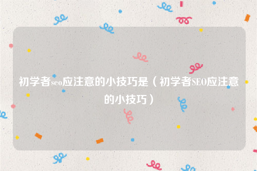 初学者seo应注意的小技巧是（初学者SEO应注意的小技巧）