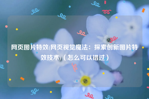 网页图片特效(网页视觉魔法：探索创新图片特效技术)（怎么可以错过）
