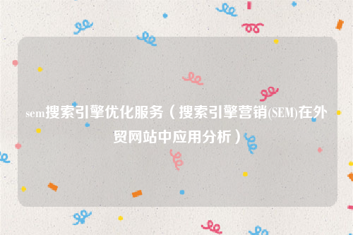 sem搜索引擎优化服务（搜索引擎营销(SEM)在外贸网站中应用分析）