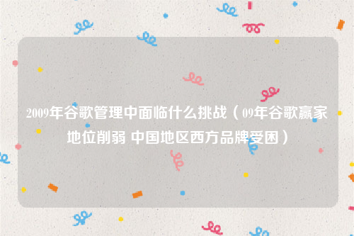 2009年谷歌管理中面临什么挑战（09年谷歌赢家地位削弱 中国地区西方品牌受困）