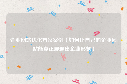 企业网站优化方案案例（如何让自己的企业网站能真正展现出企业形象）