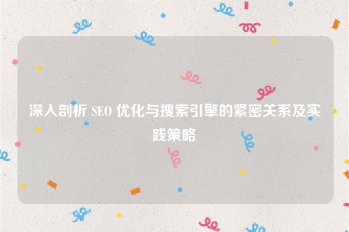 深入剖析 SEO 优化与搜索引擎的紧密关系及实践策略