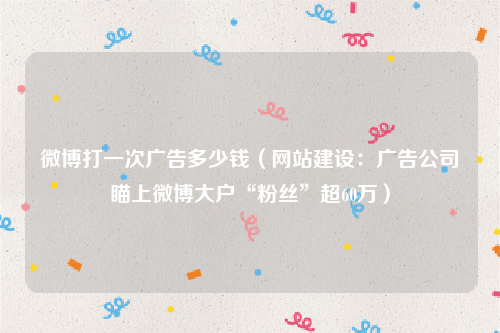 微博打一次广告多少钱（网站建设：广告公司瞄上微博大户“粉丝”超60万）