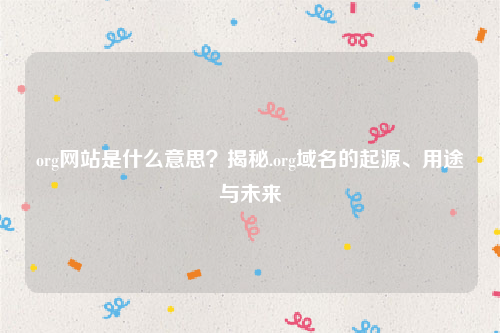 org网站是什么意思？揭秘.org域名的起源、用途与未来
