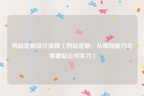 网站定制设计流程（网站定制：从规划能力去看建站公司实力）