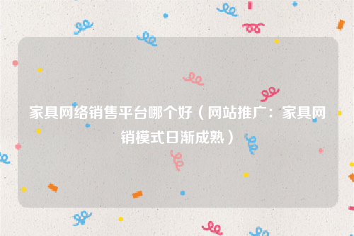家具网络销售平台哪个好（网站推广：家具网销模式日渐成熟）