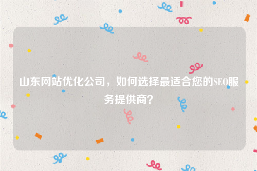 山东网站优化公司，如何选择最适合您的SEO服务提供商？