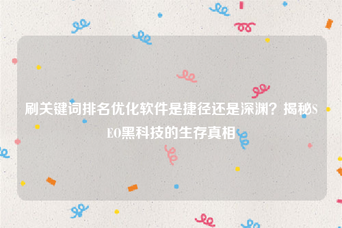 刷关键词排名优化软件是捷径还是深渊？揭秘SEO黑科技的生存真相