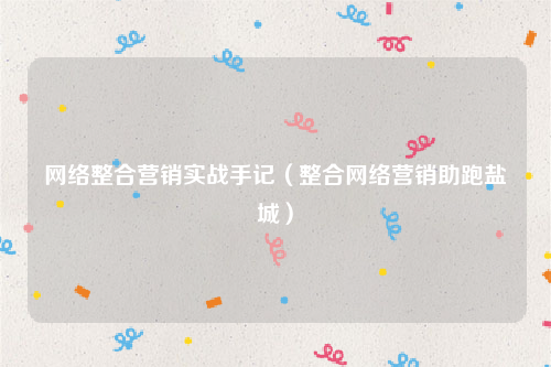 网络整合营销实战手记（整合网络营销助跑盐城）