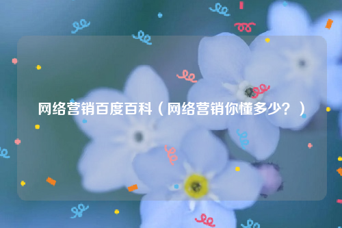网络营销百度百科（网络营销你懂多少？）
