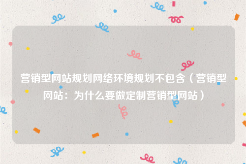 营销型网站规划网络环境规划不包含（营销型网站：为什么要做定制营销型网站）