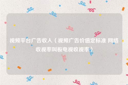 视频平台广告收入（视频广告价值定标准 网络收视率叫板电视收视率）