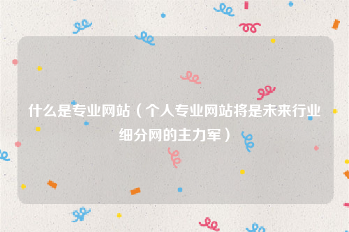什么是专业网站（个人专业网站将是未来行业细分网的主力军）