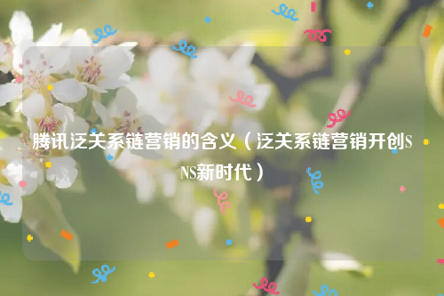 腾讯泛关系链营销的含义（泛关系链营销开创SNS新时代）