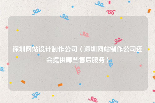 深圳网站设计制作公司（深圳网站制作公司还会提供哪些售后服务）
