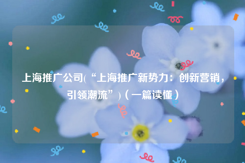 上海推广公司(“上海推广新势力：创新营销，引领潮流”)（一篇读懂）