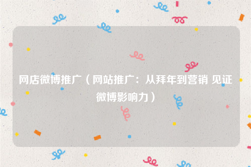 网店微博推广（网站推广：从拜年到营销 见证微博影响力）