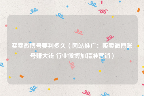 买卖微博号要判多久（网站推广：贩卖微博账号赚大钱 行业微博加精准营销）