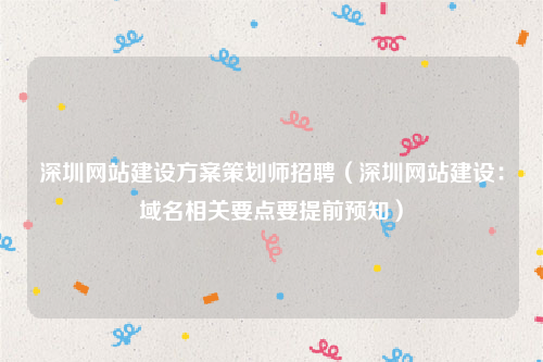 深圳网站建设方案策划师招聘（深圳网站建设：域名相关要点要提前预知）