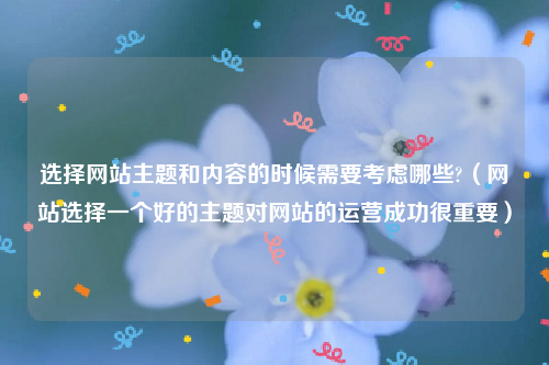 选择网站主题和内容的时候需要考虑哪些?（网站选择一个好的主题对网站的运营成功很重要）